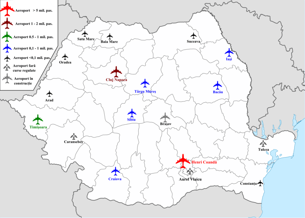 Bản đồ sân bay ở Romania Bản đồ sân bay ở Romania