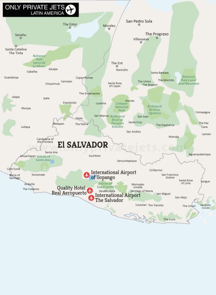 Bản đồ sân bay ở El Salvador