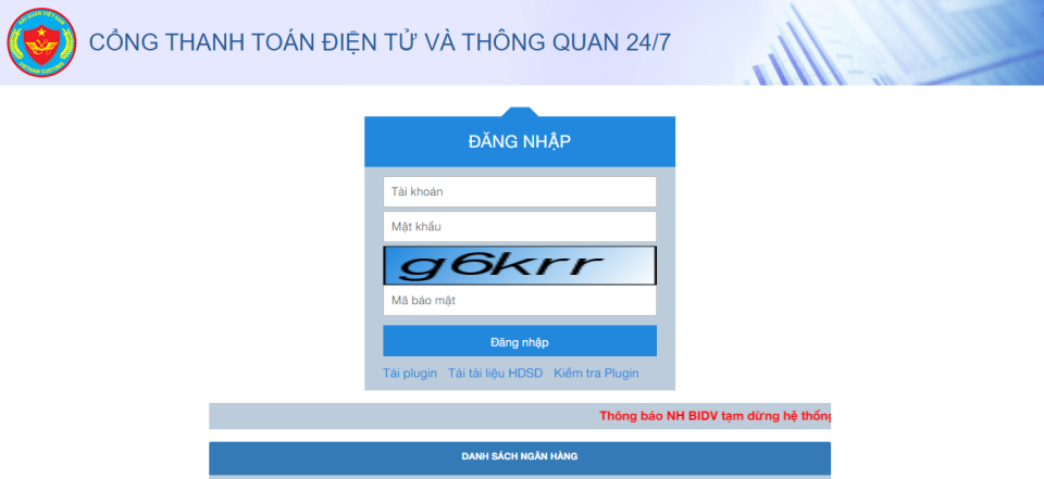 Website nộp lệ phí thủ tục hải quan