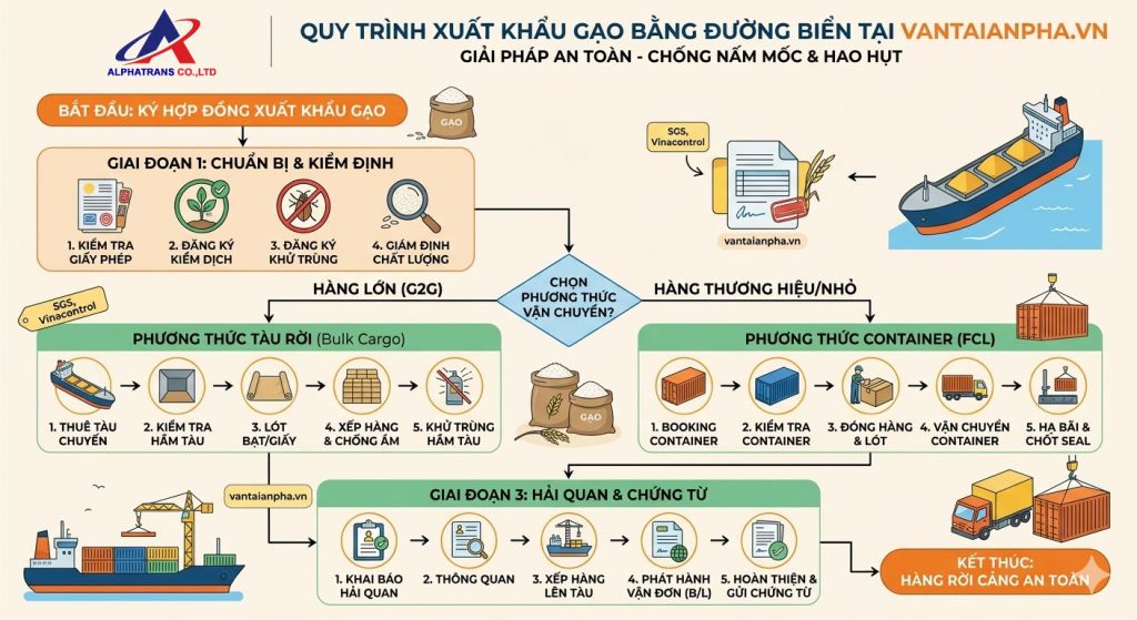 Quy trình xuất khẩu gạo bằng đường biển tại An Pha